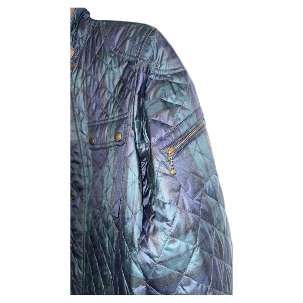 Polo Ralph Lauren Quilted Plaid Coat with Leather Trim Size L - Picture 11 of 14